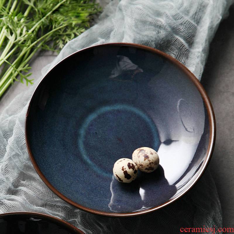 Creative Japanese variable glaze food dish plate violet arenaceous coloured glaze ceramic dish dish dish home deep dish soup plate