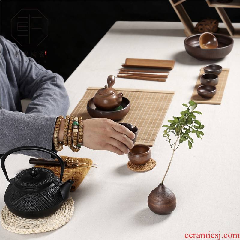 Hin reputation | ceramic natural checking bamboo mat bamboo curtain knitting tea medium, heat the teapot tea accessories