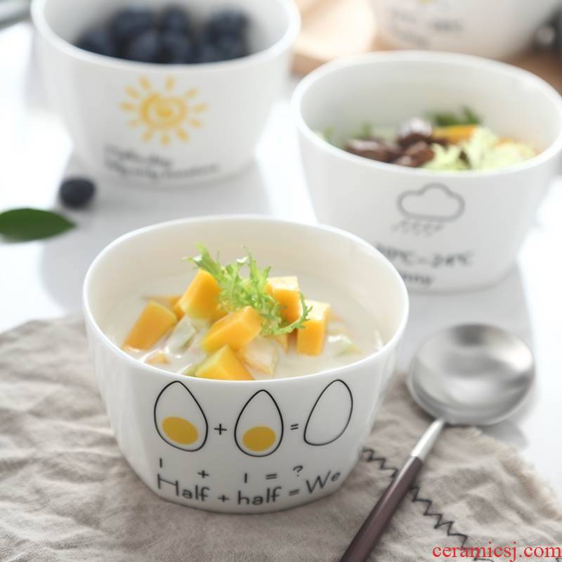 Lovely children 's creative ceramic bowl baby baby home cartoon bowl chopsticks, the student individuality cutlery set for dinner