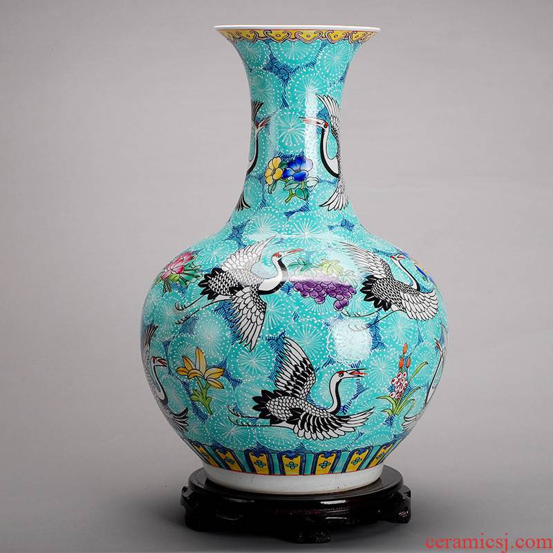 201 large hand - made jingdezhen ceramics powder enamel vase vase household adornment handicraft furnishing articles sitting room