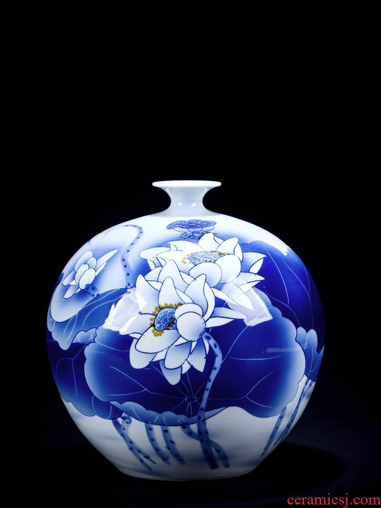 Jingdezhen ceramics hand - made vases pomegranates of blue and white porcelain bottle of new Chinese style household decoration flower arrangement sitting room furnishing articles