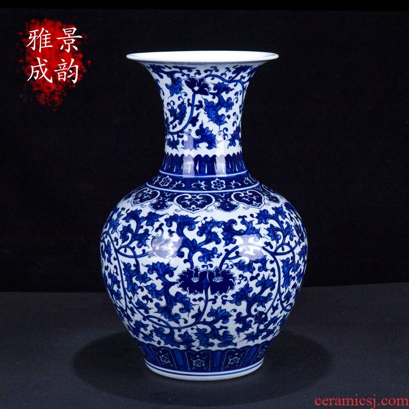 I and contracted blue and white porcelain of jingdezhen ceramics with a silver spoon in its ehrs expressions using lotus bottle home sitting room decoration to the hotel feel furnishing articles