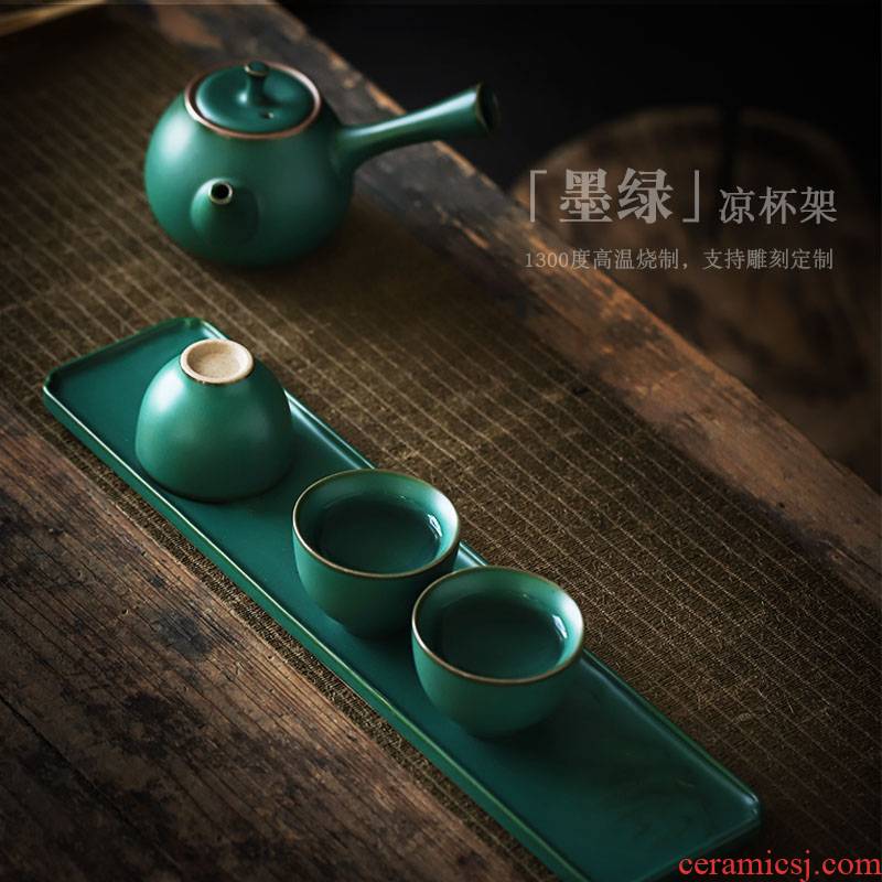 ShangYan ceramic cupholders cool beverage holder parts kung fu tea tea taking with zero receive cup rack shelf paperweight