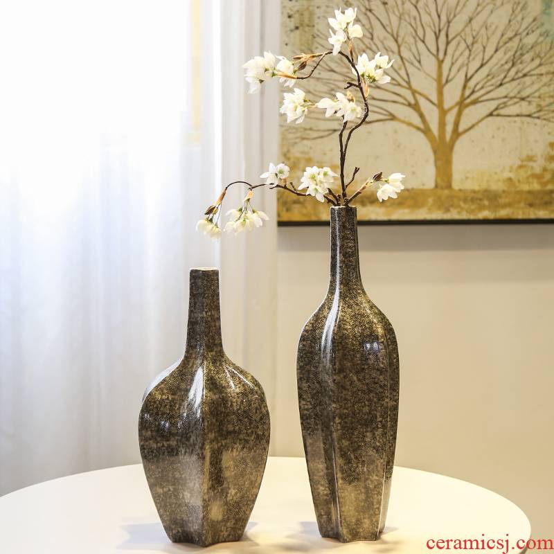 Jingdezhen ceramic vases, flower arranging flower implement new Chinese style furnishing articles flower adornment TV cabinet table porch dried flower simulation