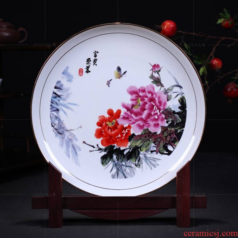 Jingdezhen ceramics decoration hanging dish see prosperity of modern Chinese style living room sat dish dish handicraft