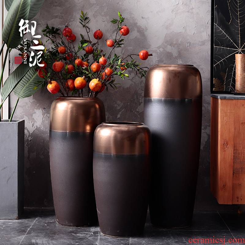 I and contracted Nordic ground dry flower vases, flower arrangement sitting room place decoration light wind ceramic flower implement key-2 luxury industry