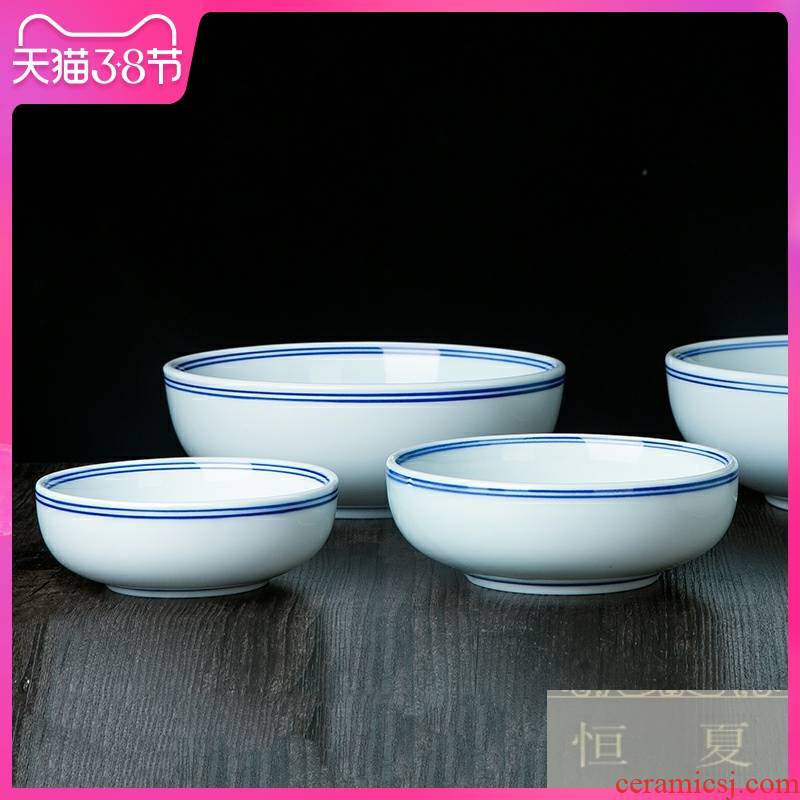 Jingdezhen blue ocean 's bowl of soup bowl pull rainbow such to use retro large mercifully rainbow such use contracted household ceramics tableware for dinner