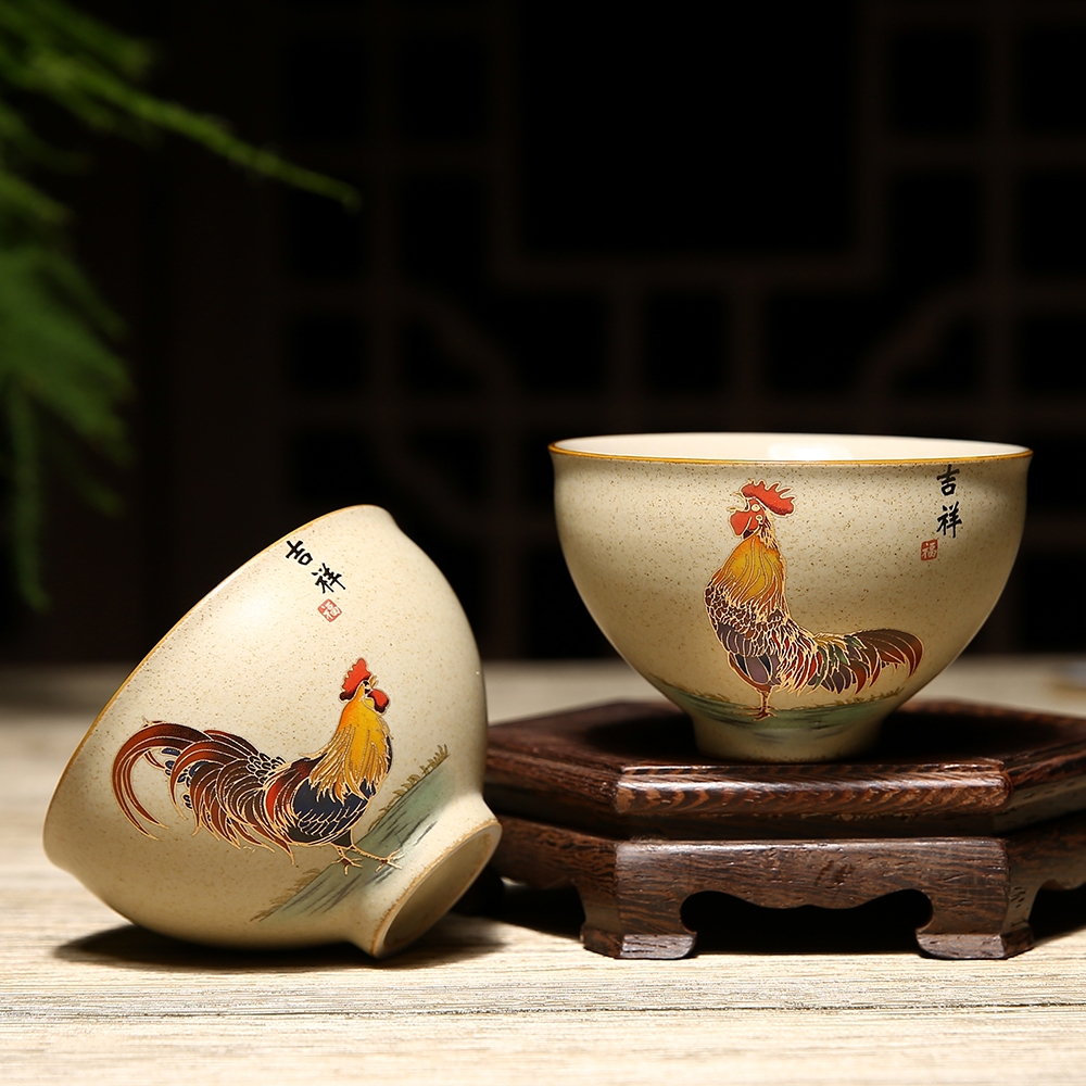 Coarse pottery cup golden cup chicken cylinder sample tea cup ceramic Japanese kung fu tea tea cups cup a cup of tea master