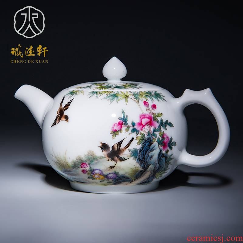 Cheng DE xuan jingdezhen ceramic kung fu tea kettle upscale tea hand - made 27 pastel spring yan came & middot; makeup