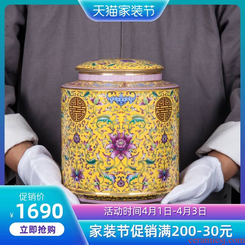 Jingdezhen ceramic new sitting room of Chinese style household tea tea caddy fixings decorative furnishing articles the opened a housewarming gift