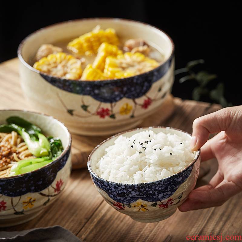 Japanese hand - made ceramic tableware rainbow such use to use a single large salad bowl household creative student dormitory to eat bread and butter