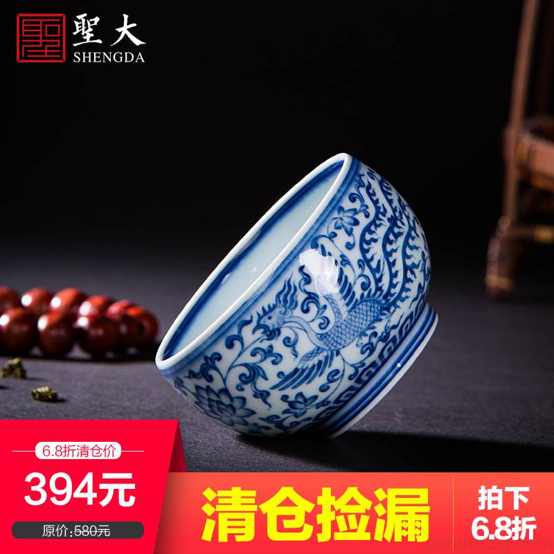 Holy big ceramic kung fu masters cup antique hand - made porcelain cups longfeng wear pattern meditation cups of jingdezhen tea service