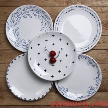 "Second half" European rural flower plate 8 inch ceramic dinner plate flat plate of fruit