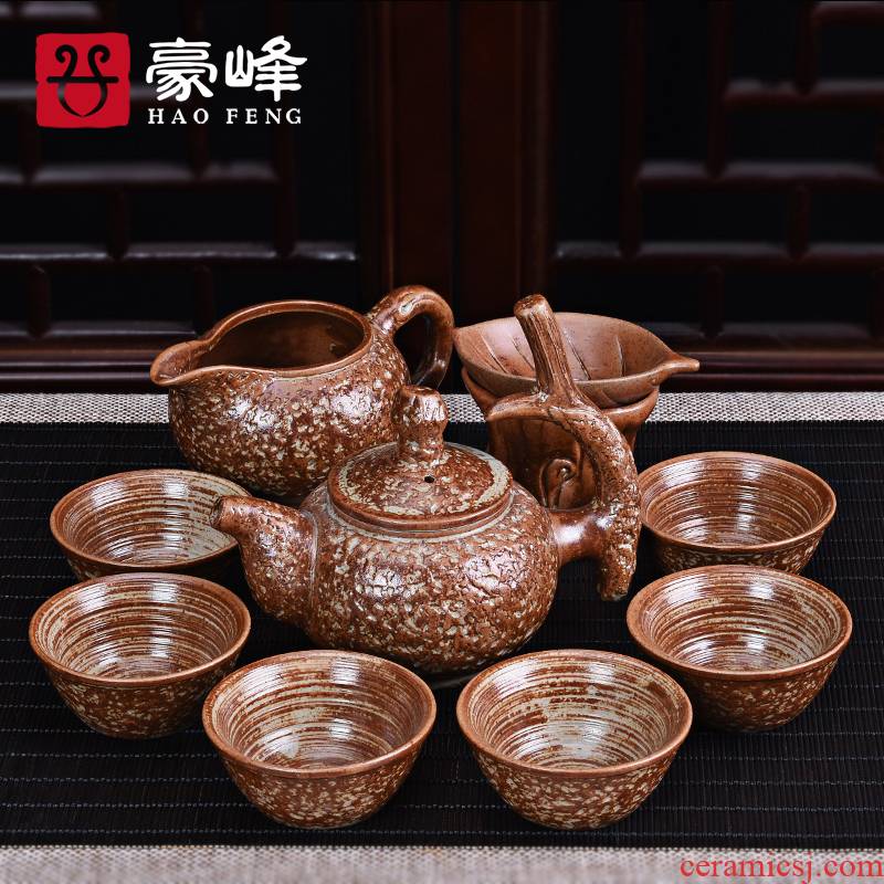 HaoFeng kung fu tea firewood iron ceramic glaze of a complete set of purple sand tea set dry terms ceramic glaze iron teapot