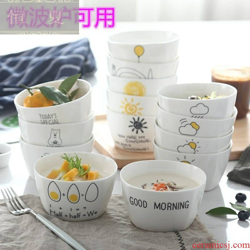 Square express fashionable northern wind jobs household ceramic bowl individual creative new microwave oven cartoon look good