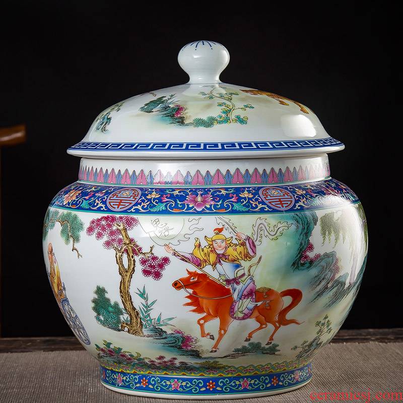 Jingdezhen ceramic tea pot seal storage tank super - sized household moistureproof guiguzi down the mountain two jins of restoring ancient ways