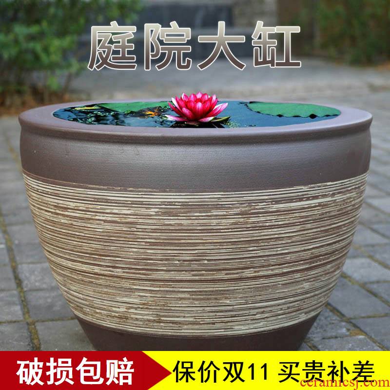 Water lily lotus basin cylinder tank cycas bonsai pot plant trees large flower pot king garden ceramics large clearance