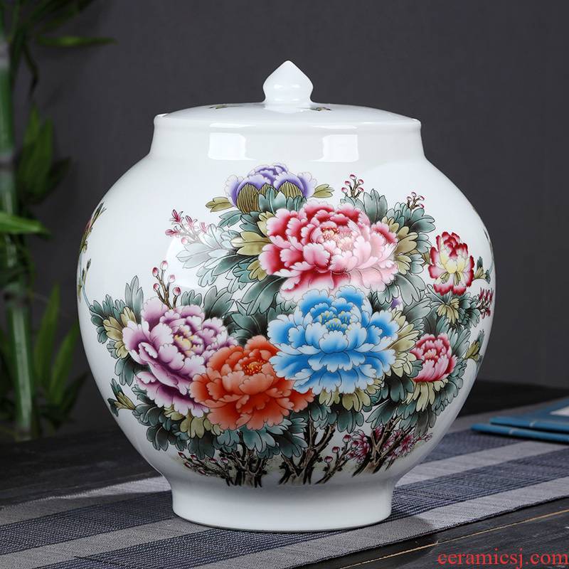 Pu 'er tea canister ceramics seal tank storage tank large tea jingdezhen ceramic tea urn storage box