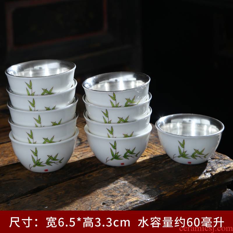 Tasted silver gilding suet jade porcelain sample tea cup dehua manual high white ceramic sniff kung fu master single cup small bowl