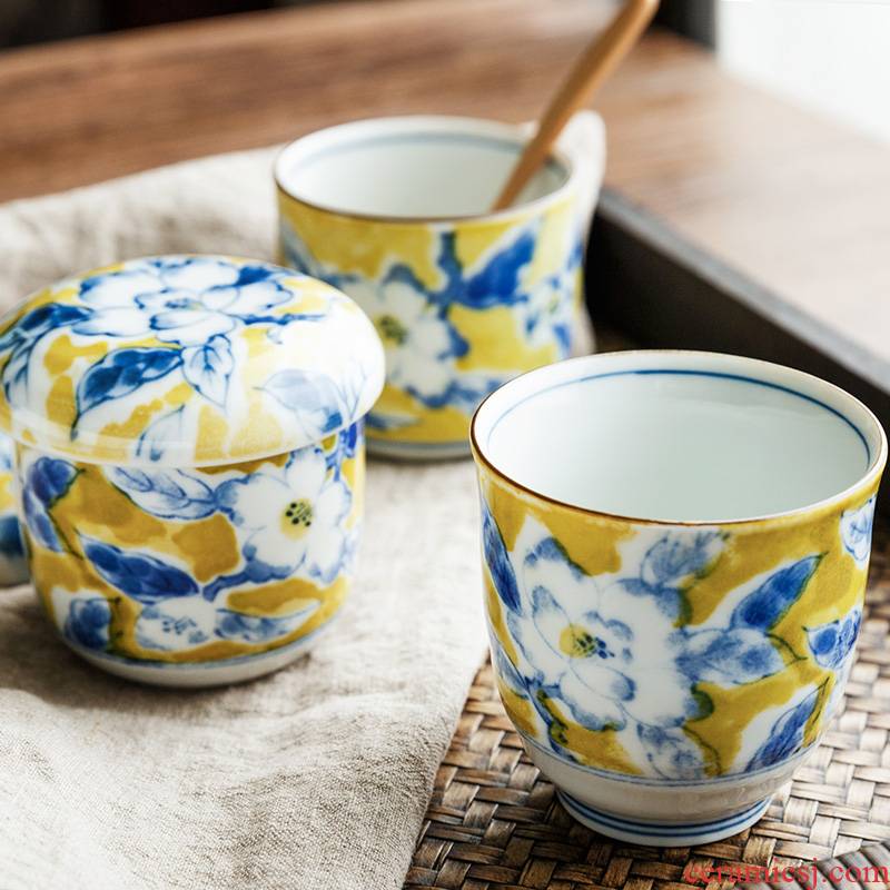 Japan imports ceramic cups steamed egg cup with cover Japanese masters cup single cup sample tea cup stewed egg cup soup cup