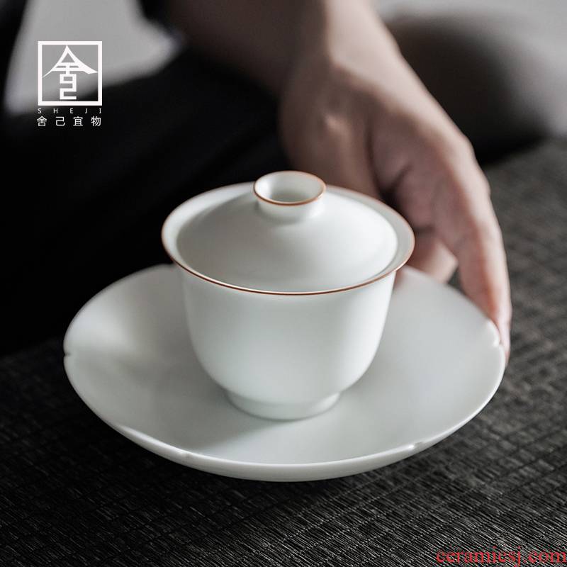 Only three tureen suit large white porcelain jingdezhen tea tea cups large ceramic three cup kunfu tea