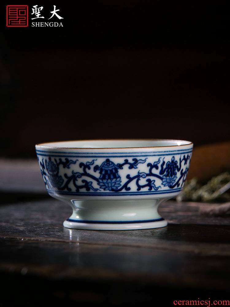 St the ceramic kung fu tea master cup hand - made archaize sweet tea and tea light blue tie up branches of jingdezhen tea service