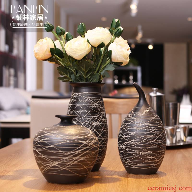 I and contracted sitting room Nordic home decoration ceramic vase furnishing articles of new Chinese style coarse pottery flower vase