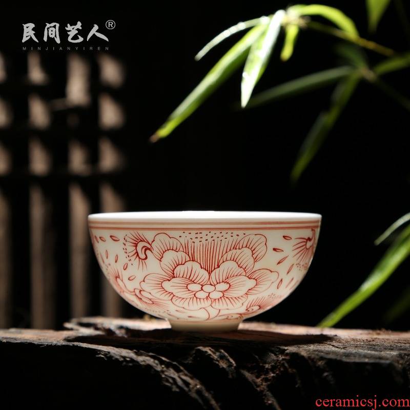 Jingdezhen ceramic sample tea cup hand - made youligong master cup personal cup single CPU kung fu tea cups