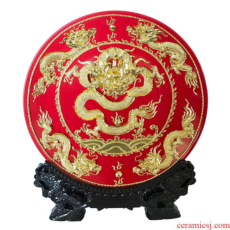 Really shing new Chinese style paint line carve wulong new Year quotation move gifts business new ceramic handicraft furnishing articles for the festival