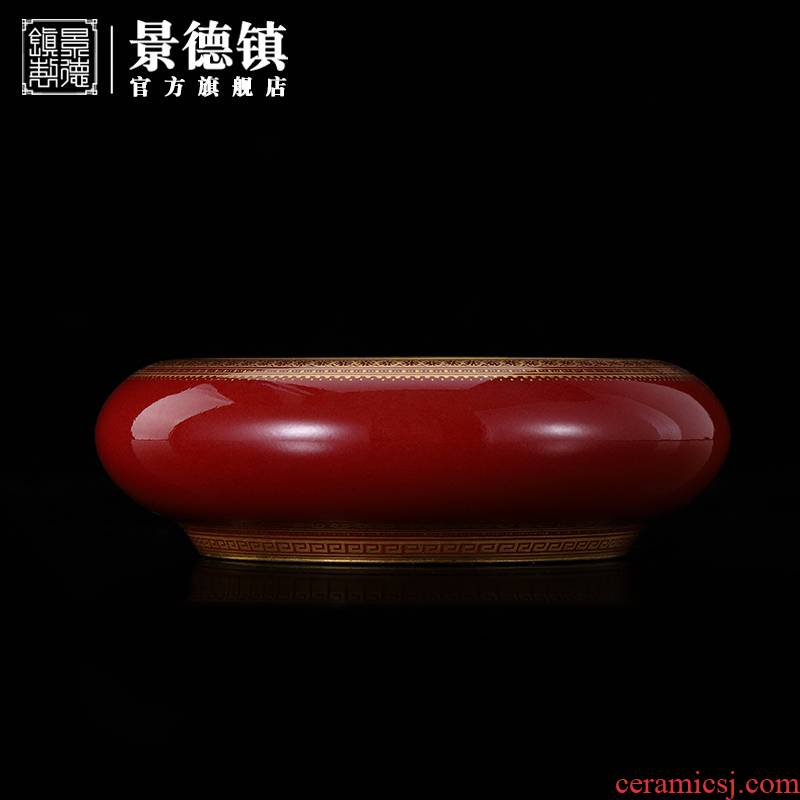 Jingdezhen flagship store hand - made ji red paint kangxi washed