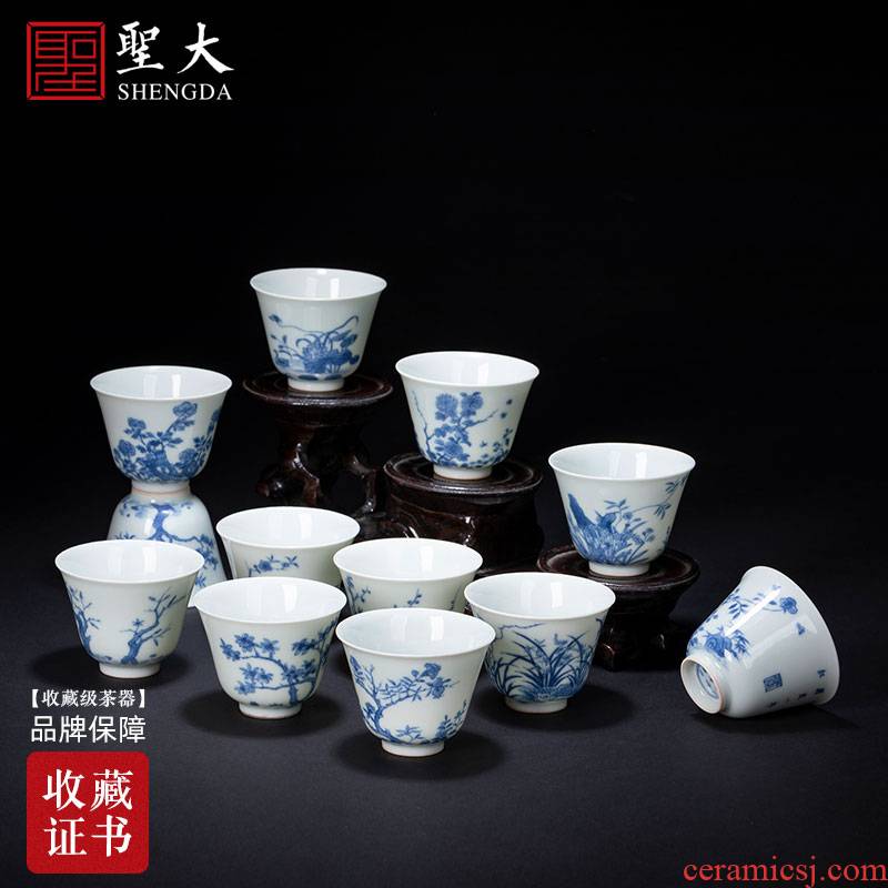 Santa jingdezhen ceramic high - end antique twelve flora kangxi porcelain cup 1:1 height reduction collection acura