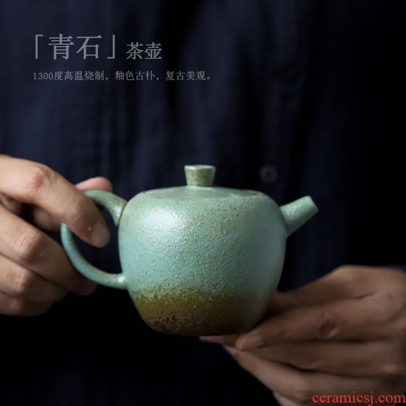 ShangYan archaize ceramic teapot household Japanese single pot of kung fu tea teapot Japanese ceramic POTS xi shi pot of trumpet