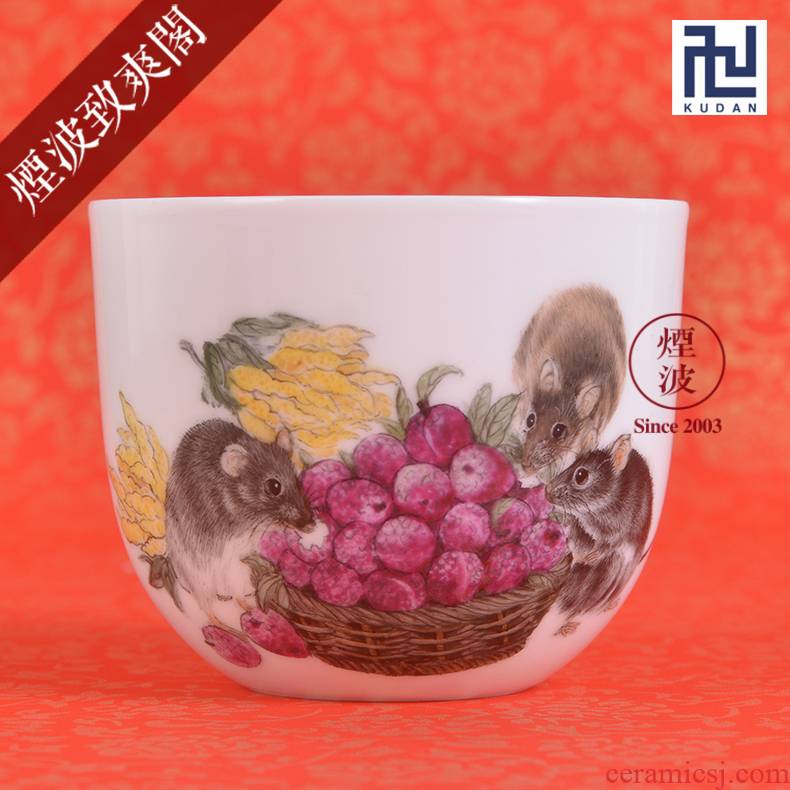 Jingdezhen nine calcinations experienced painters hand - made pastel rat year an abundant bergamot turnip tea cups to recognize the sample tea cup