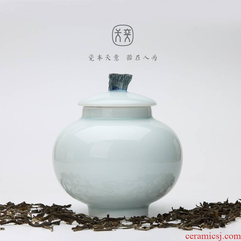 "Water music" days yi jingdezhen ceramic sealed as cans travel small portable moisture storage tanks with caddy fixings