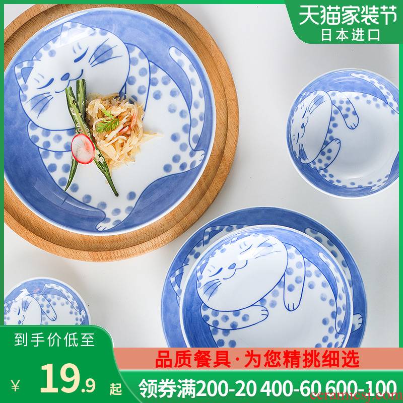 The deer field'm ceramic tableware express cat series imported from Japan Japanese rice bowl of The big porringer your job