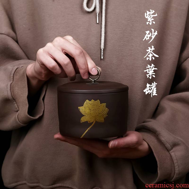 Violet arenaceous caddy fixings kung fu tea set home puer tea pot seal storage tanks tea accessories store tea