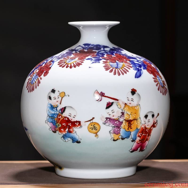 Jingdezhen ceramics famous hand - made bucket color blue and white porcelain vases, flower arrangement sitting room TV ark, of Chinese style household furnishing articles