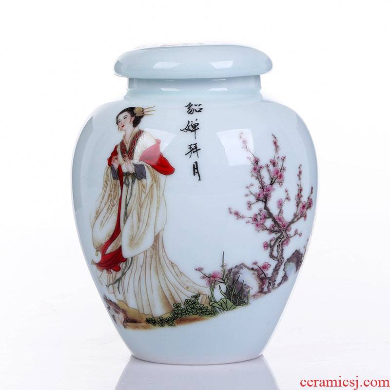 White porcelain tea pot ceramic seal half jins of tea pot portable travel box of pu 'er tea store tea tea set