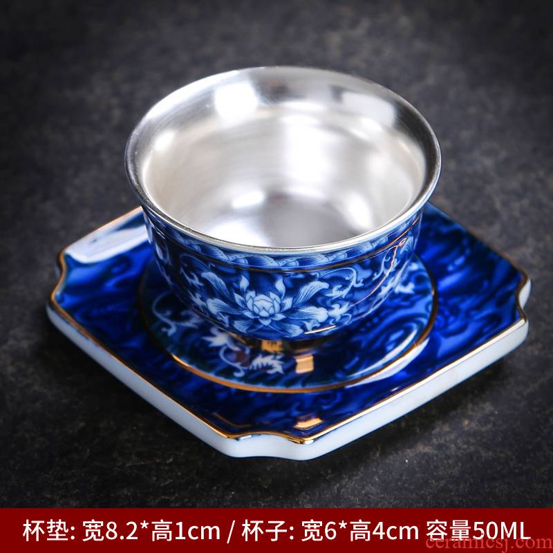 Kung fu tea cup single cup sample tea cup set porcelain Japanese master cup home tea light bowl of blue and white porcelain cups