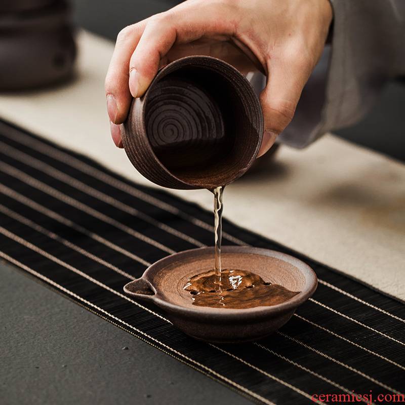 Japanese coarse pottery water cup mat undressed ore kung fu tea cup torre rock mud saucer teapot tea tea accessories