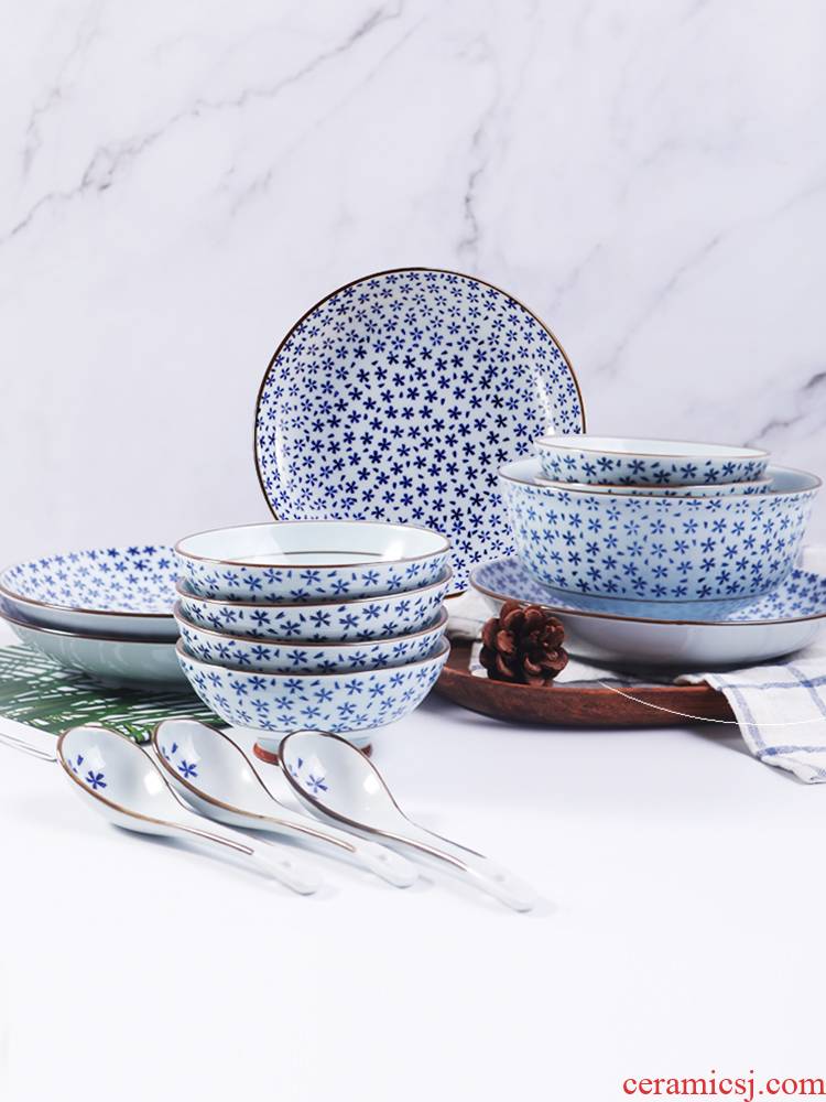 Three ceramic dishes suit household 4/6/8 dishes suit Japanese dishes always set bowl chopsticks combination
