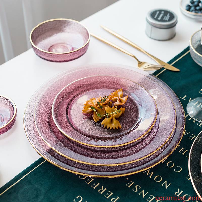 Tao soft Nordic ins wind heat - resistant glass plate household creative fruit desserts dessert salad steak dinner plate