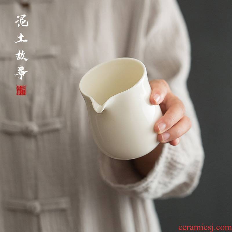 Dehua white porcelain in lard) points fair keller of tea ware large - sized ceramic tea sea kung fu tea accessories products on sale