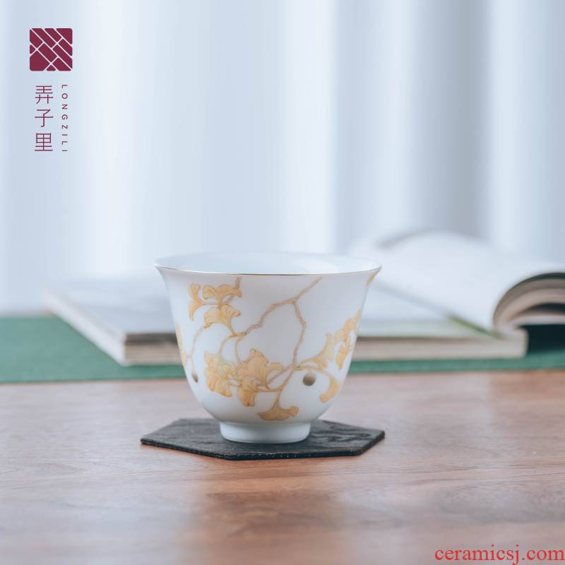 Made in jingdezhen ceramic cup cup suit creative home sitting room ginkgo leave expressions using fragrance - smelling cup sample tea cup