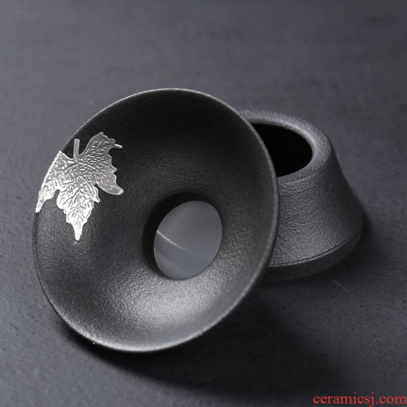 Thick black pottery clay) tea filter ceramic Japanese tea strainer restoring ancient ways about filter kung fu tea tea set