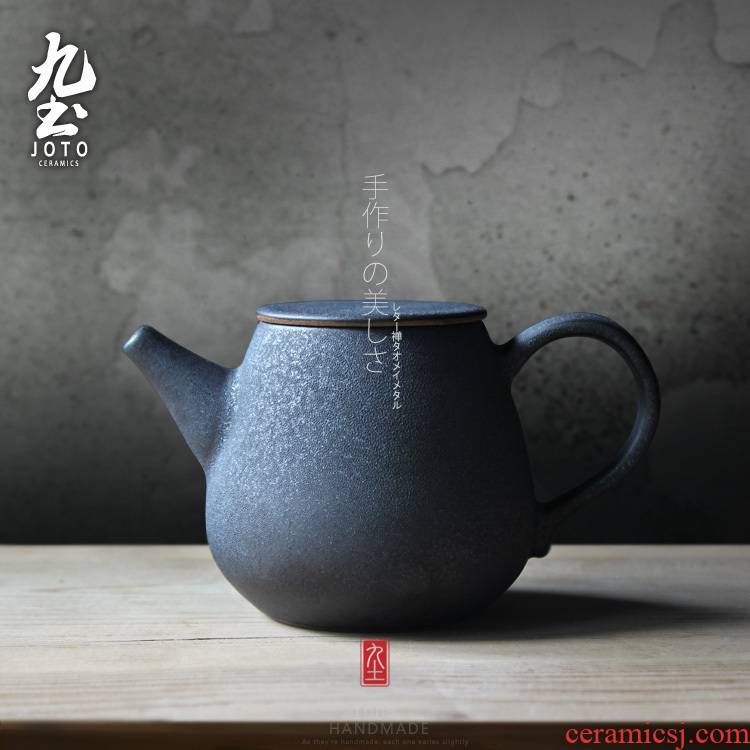 About Nine soil manual Japanese black glaze thick ceramic teapot retro Taiwan kungfu tea set hand grasp pot pot of tea of household