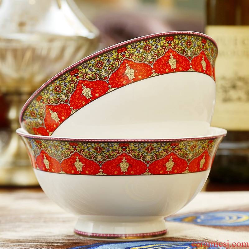 Ceramic bowl bowl bowl household ipads bowls bowl of soup bowl 6 inches rainbow such use Korean rice bowls microwave tableware