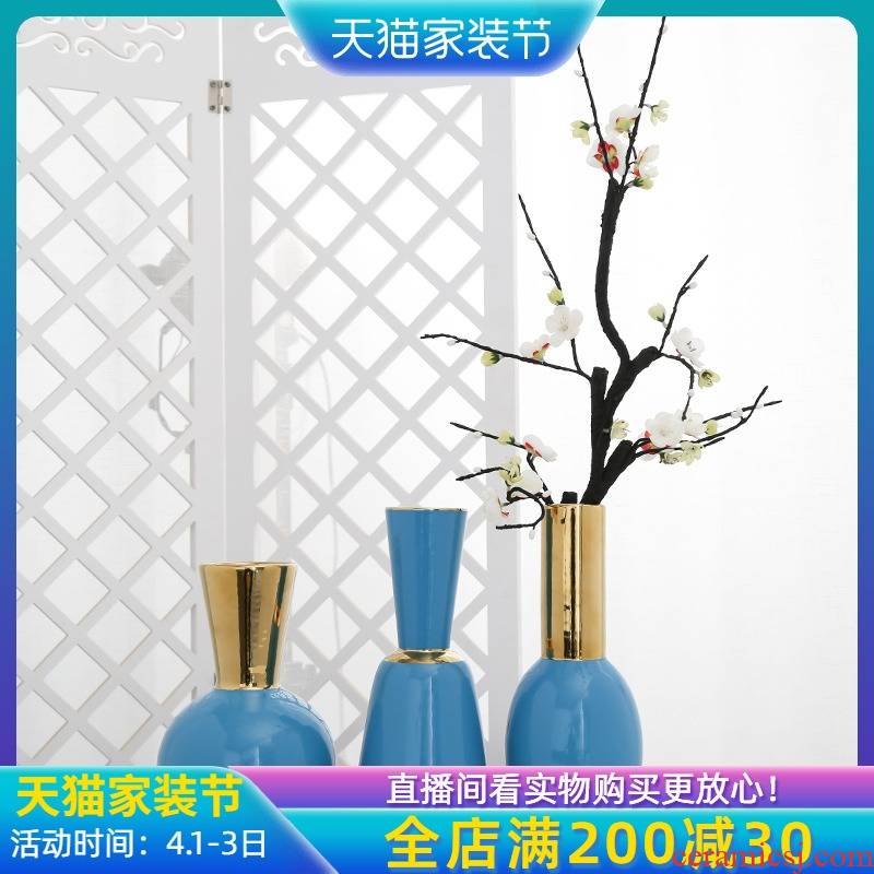 Jingdezhen ceramic creative furnishing articles mesa vase sitting room porch table home decor simulation flower arranging flowers
