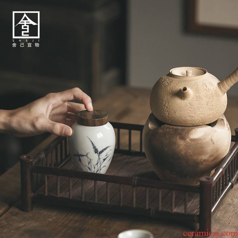 Japanese ebony cover small caddy fixings sealing ceramic tea pot home to restore ancient ways small POTS of tea storage tanks