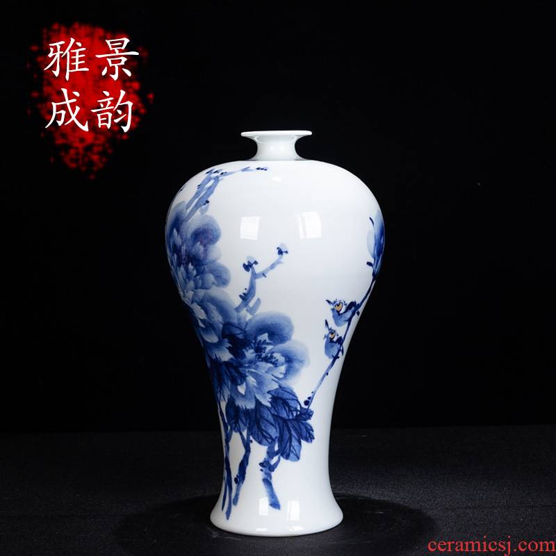 New living room of Chinese style household porcelain of jingdezhen ceramic hand - made charactizing a vase of blue and white porcelain decorative furnishing articles